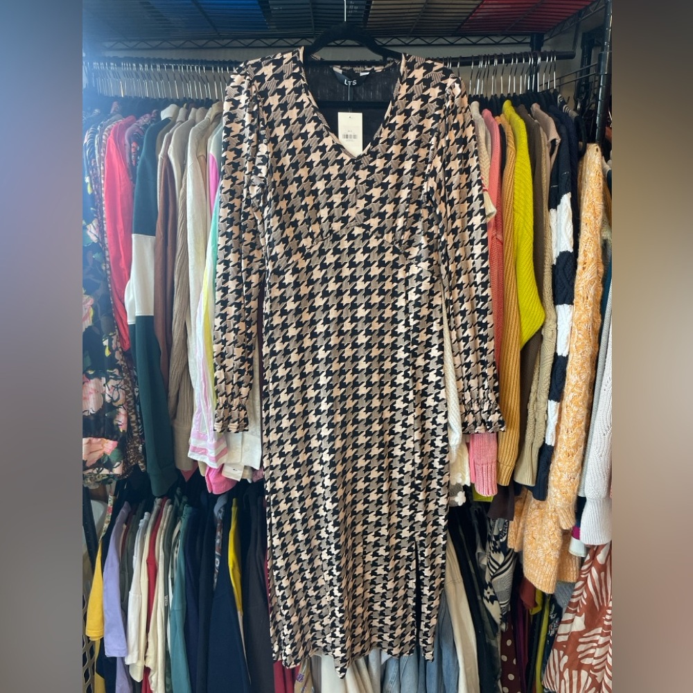 NWT Long Tall Sally Midi Dress | Houndstooth | Size US 8 UK 12 | Tall Sized - Picture 2 of 13